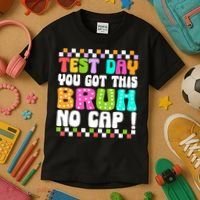 Test Day You Got This Bruh No Cap Funny Testing Day Teacher  Kids T-Shirt thumb 3