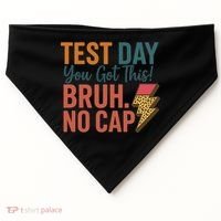 Test Day You Got This Bruh No Cap Lightning Bolt Graphic USA-Made Doggie Bandana thumb 0
