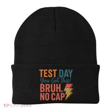 Test Day You Got This Bruh No Cap Lightning Bolt Graphic Beanie