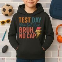 Test Day You Got This Bruh No Cap Lightning Bolt Graphic Kids Hoodie thumb 2
