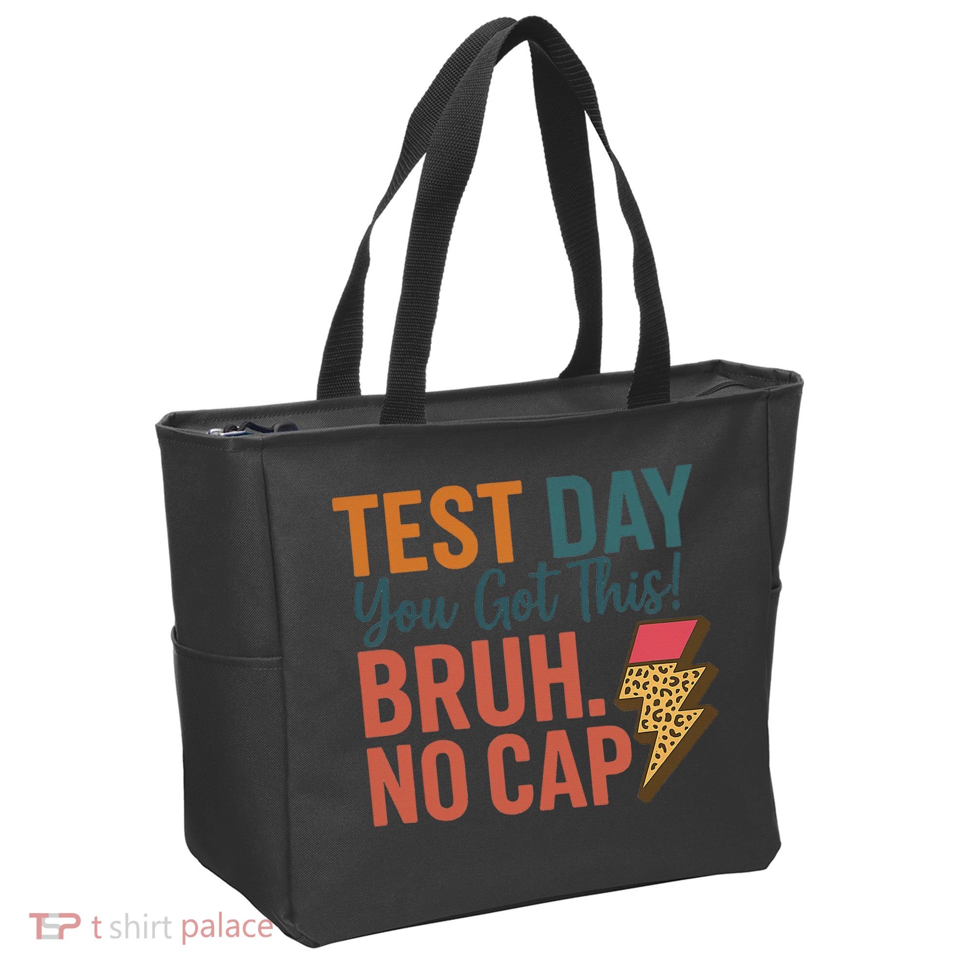Test Day You Got This Bruh No Cap Lightning Bolt Graphic Tote Bag