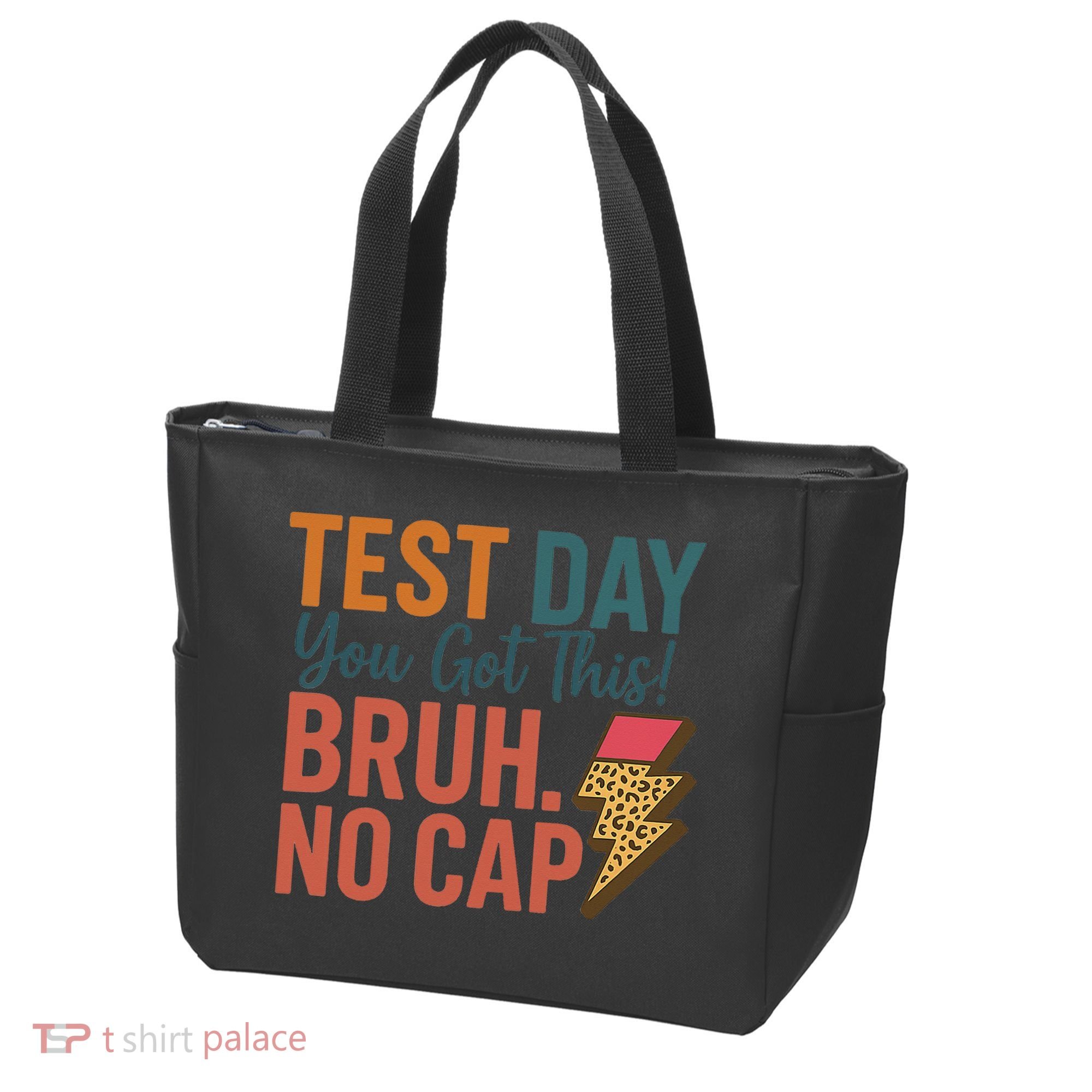 Test Day You Got This Bruh No Cap Lightning Bolt Graphic Tote Bag
