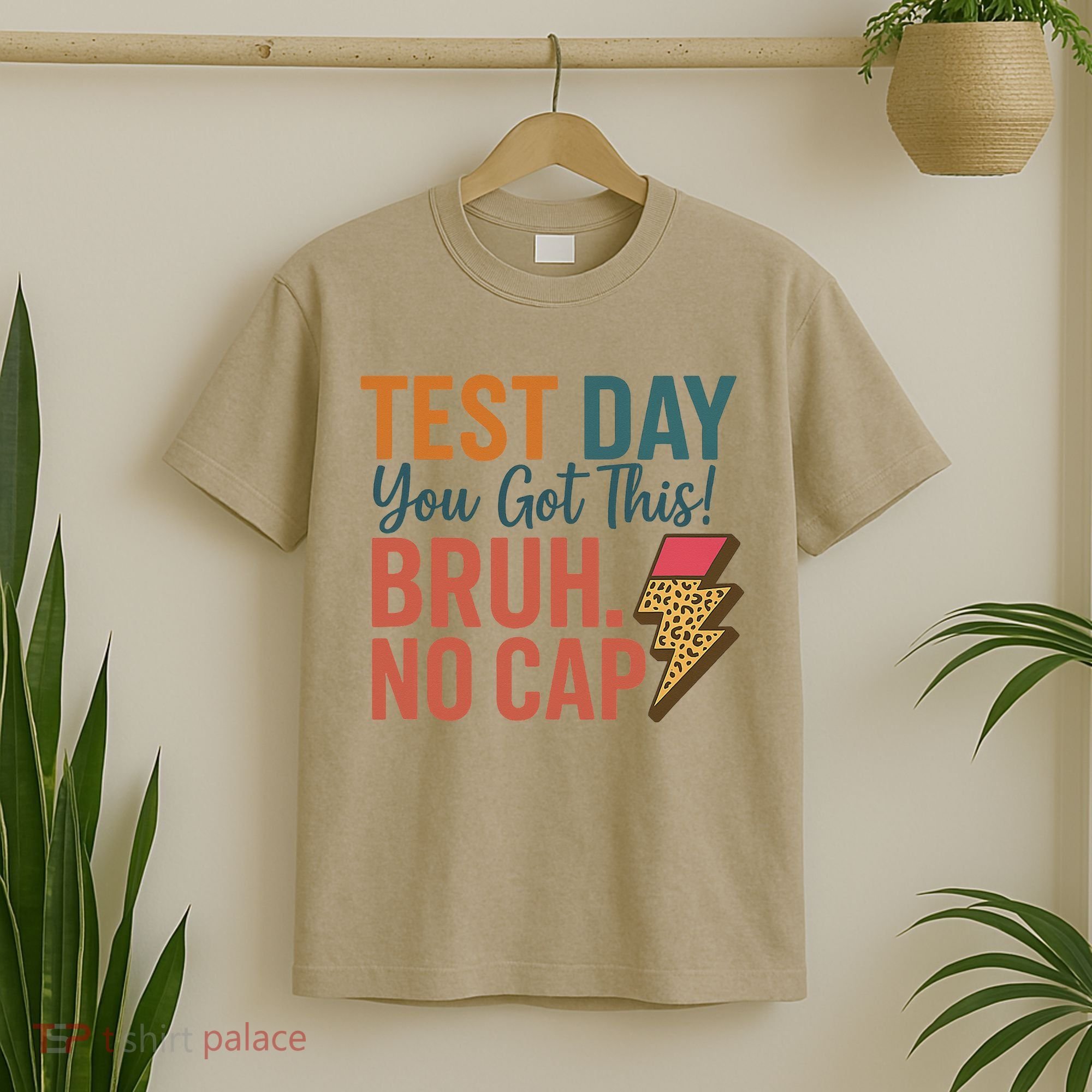Test Day You Got This Bruh No Cap Lightning Bolt Graphic T-Shirt
