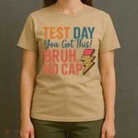 Test Day You Got This Bruh No Cap Lightning Bolt Graphic T-Shirt thumb 4