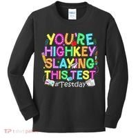 Test Day You're Highkey Slaying This Test Testing Teacher Kids Long Sleeve Shirt thumb 0
