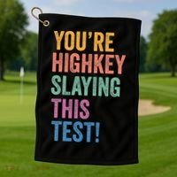 Testing Day Youre Highkey Slaying This Test Day Teacher Gift Golf Towel thumb 1