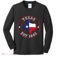 Texas Est 1845 Texan Home State Texas Pride Kids Long Sleeve Shirt thumb 0