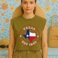 Texas Est 1845 Texan Home State Texas Pride Garment-Dyed Women's Muscle Tee thumb 4