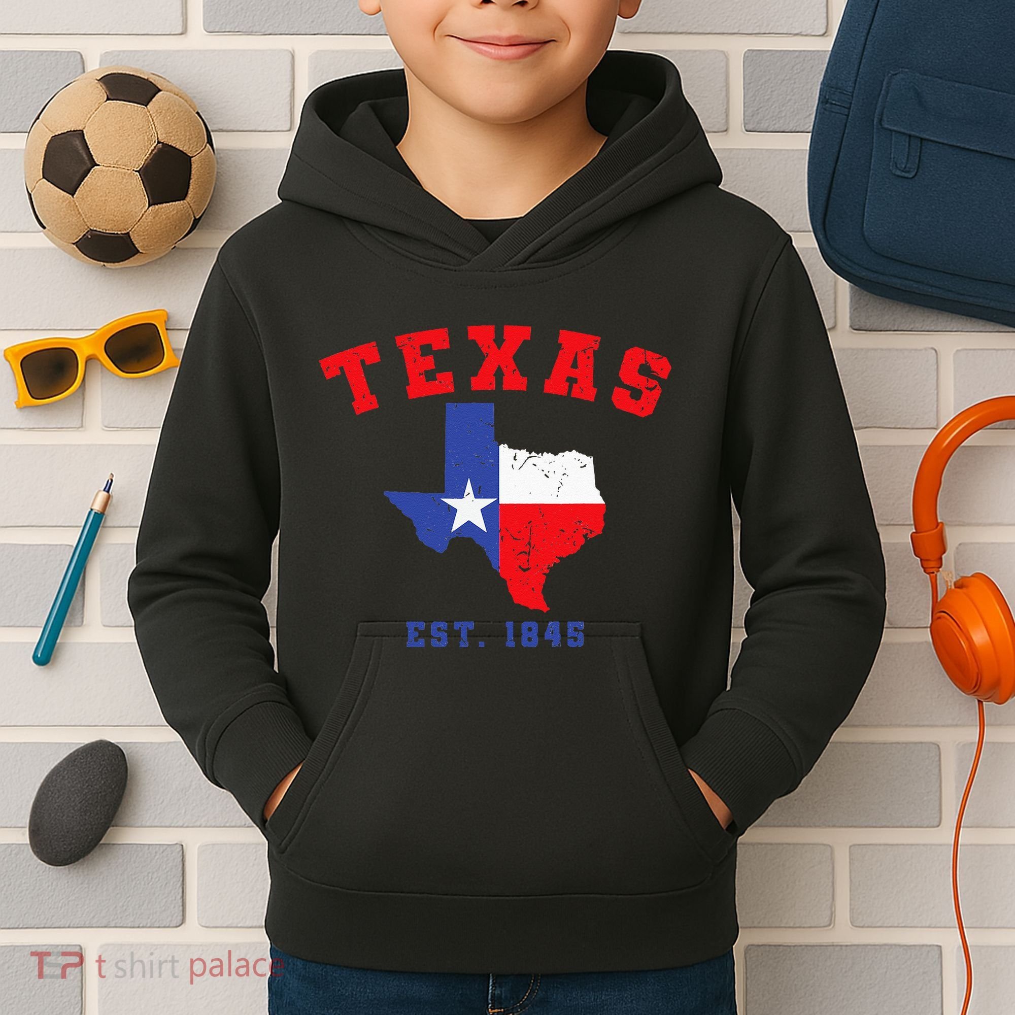 Texas Est 1845 Texas Pride Home State Texan Kids Hoodie