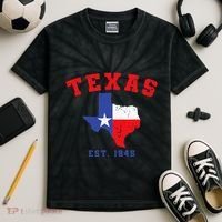 Texas Est 1845 Texas Pride Home State Texan Kids Tie-Dye T-Shirt thumb 2