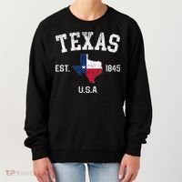 Texas Est 1845 Texas State Flag Map Texan Pride Women's Sweatshirt thumb 0