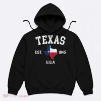 Texas Est 1845 Texas State Flag Map Texan Pride Hoodie thumb 0