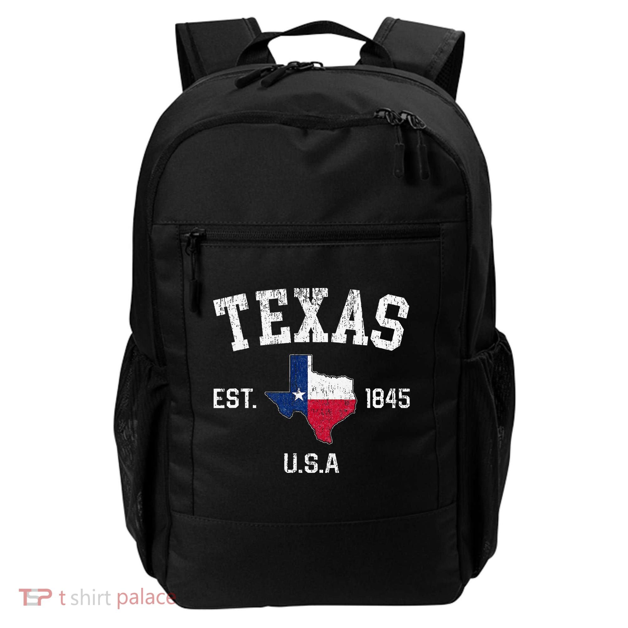 Texas Est 1845 Texas State Flag Map Texan Pride Backpack