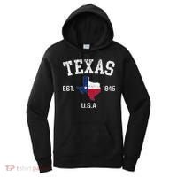 Texas Est 1845 Texas State Flag Map Texan Pride Women's Hoodie thumb 0