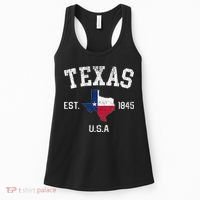 Texas Est 1845 Texas State Flag Map Texan Pride Women's Tank Top thumb 0