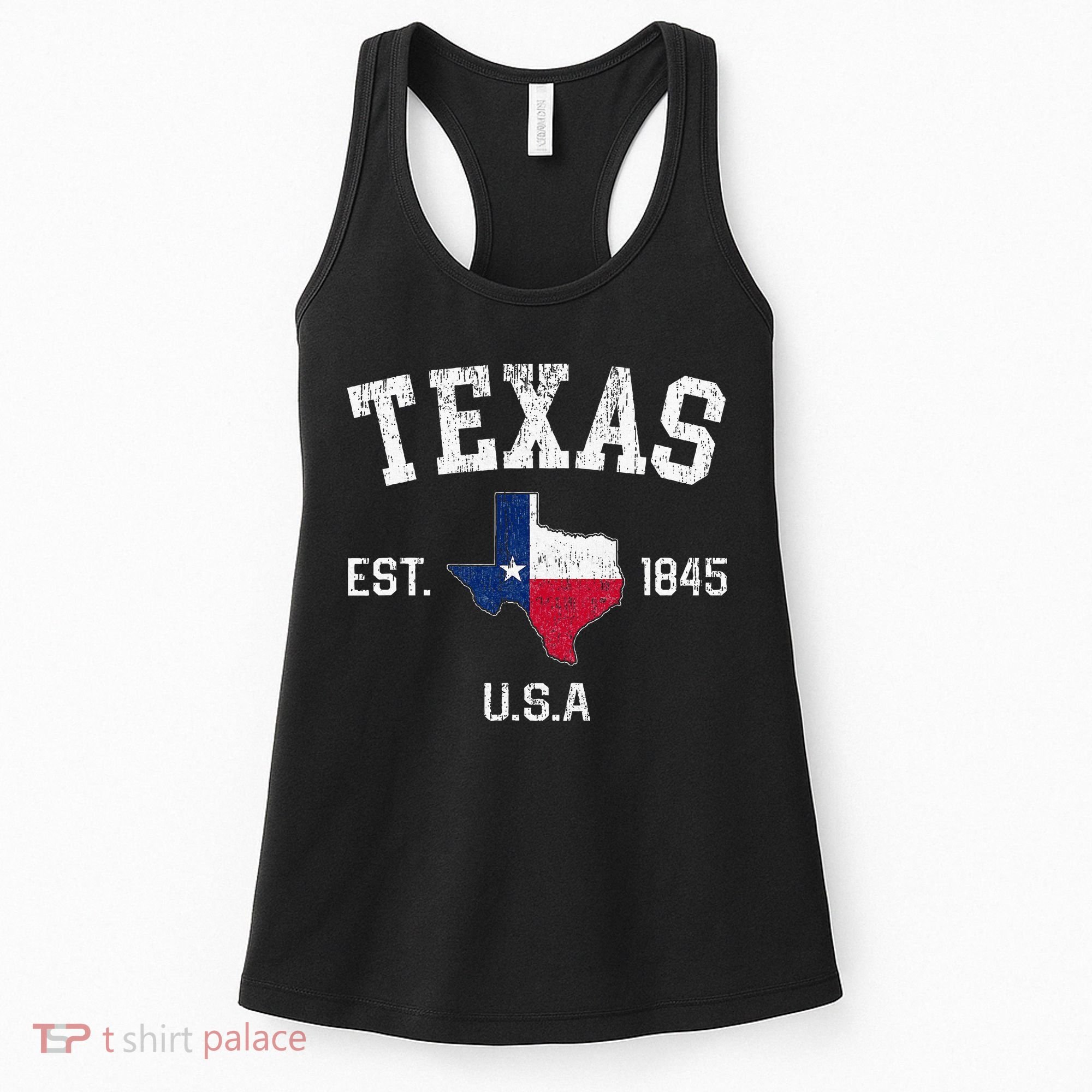 Texas Est 1845 Texas State Flag Map Texan Pride Women's Tank Top