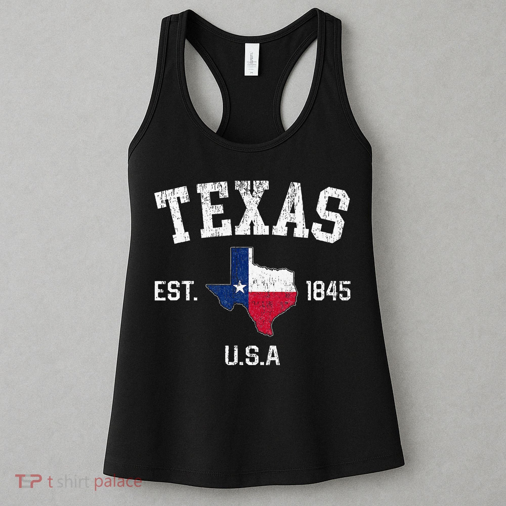 Texas Est 1845 Texas State Flag Map Texan Pride Women's Tank Top