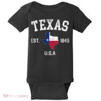 Texas Est 1845 Texas State Flag Map Texan Pride Baby Bodysuit thumb 0