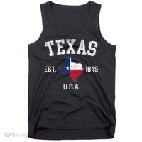 Texas Est 1845 Texas State Flag Map Texan Pride Tank Top thumb 0