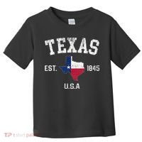 Texas Est 1845 Texas State Flag Map Texan Pride Toddler T-Shirt thumb 0
