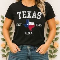 Texas Est 1845 Texas State Flag Map Texan Pride Women's T-Shirt thumb 2