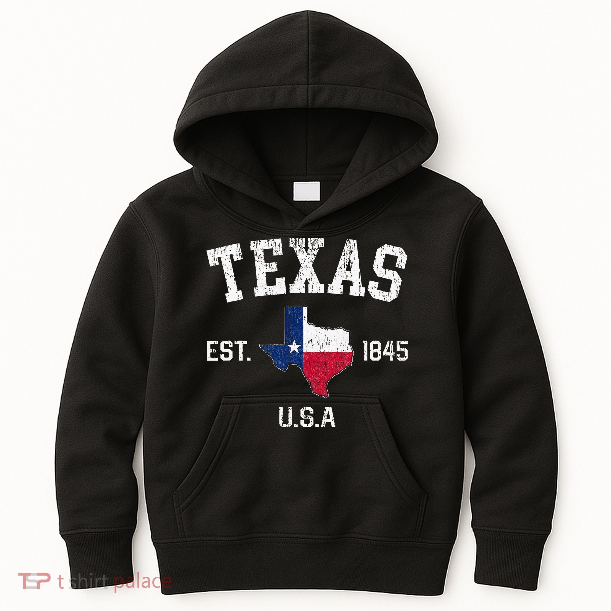 Texas Est 1845 Texas State Flag Map Texan Pride Kids Hoodie