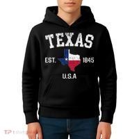 Texas Est 1845 Texas State Flag Map Texan Pride Kids Hoodie thumb 4