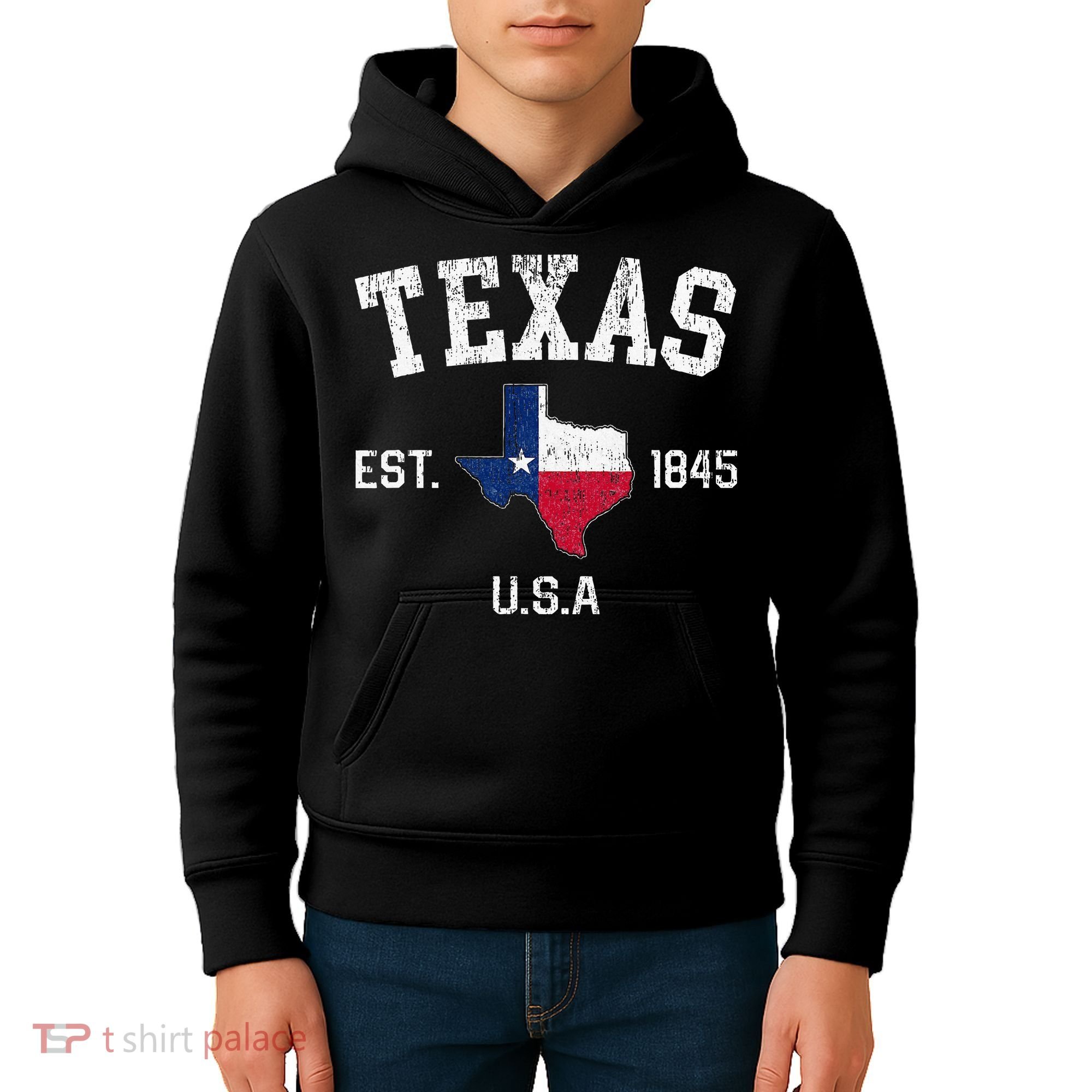 Texas Est 1845 Texas State Flag Map Texan Pride Kids Hoodie