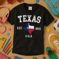 Texas Est 1845 Texas State Flag Map Texan Pride Kids T-Shirt thumb 3