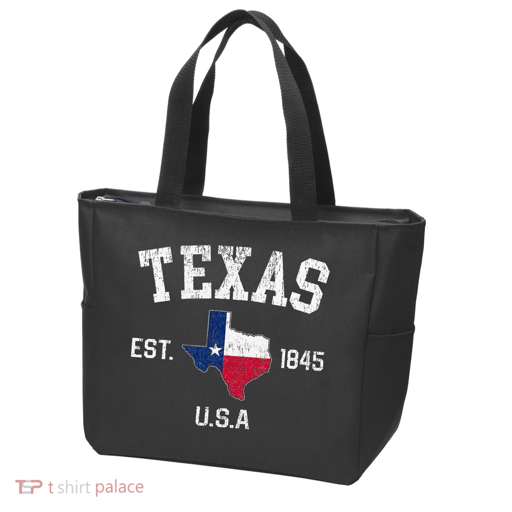 Texas Est 1845 Texas State Flag Map Texan Pride Tote Bag