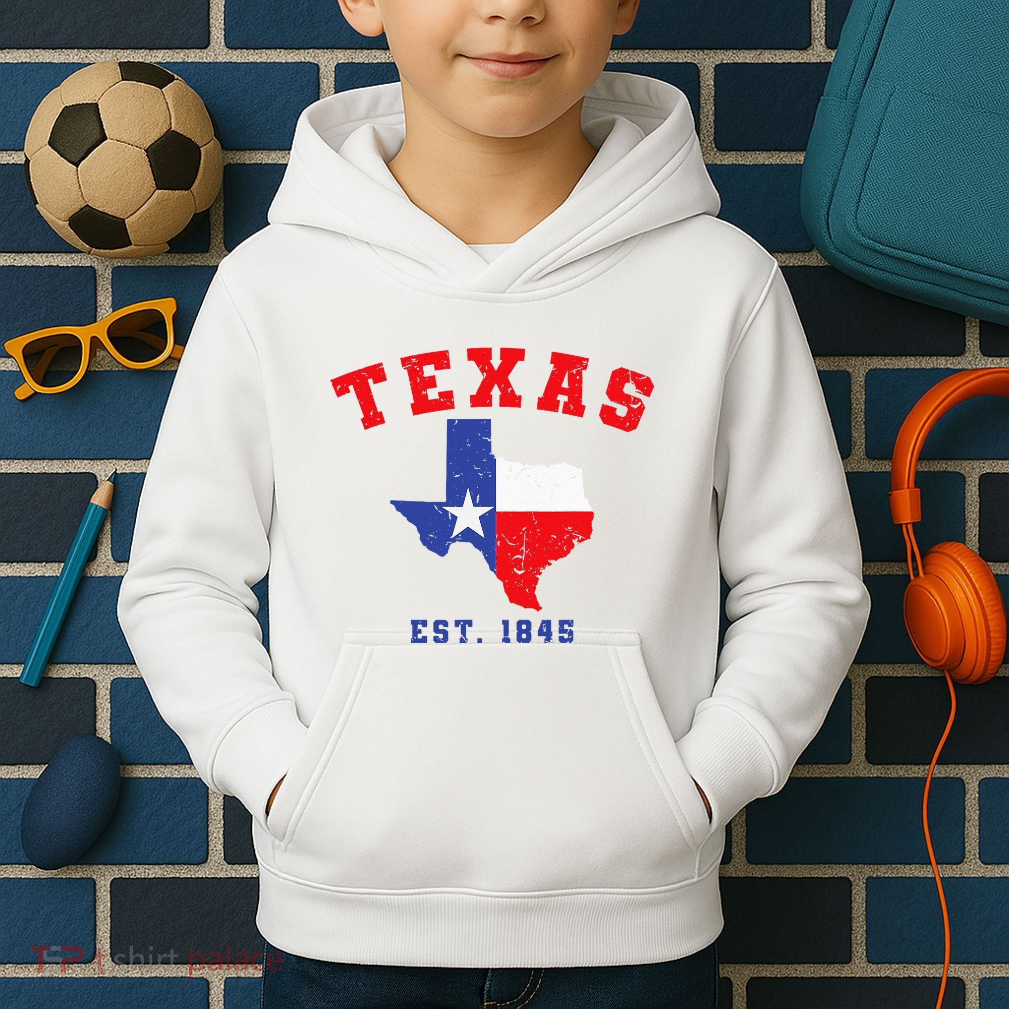 Texas Est. 1845 Texas Pride Home State Texan Kids Hoodie