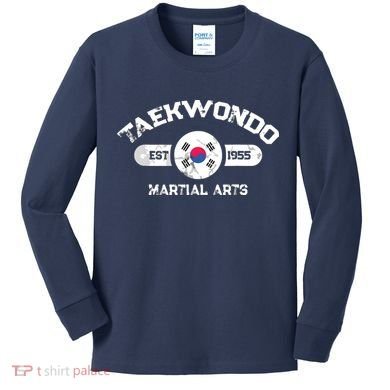 Taekwondo Established 1955 Tae Kwon Do Gift Martial Arts Kids Long Sleeve Shirt