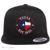 Texas Est 1845 Texan Home State Texas Pride Flat Bill Trucker Hat thumb 0
