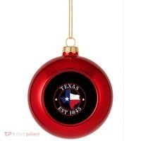 Texas Est 1845 Texan Home State Texas Pride Plastic Christmas Ball Ornament thumb 0