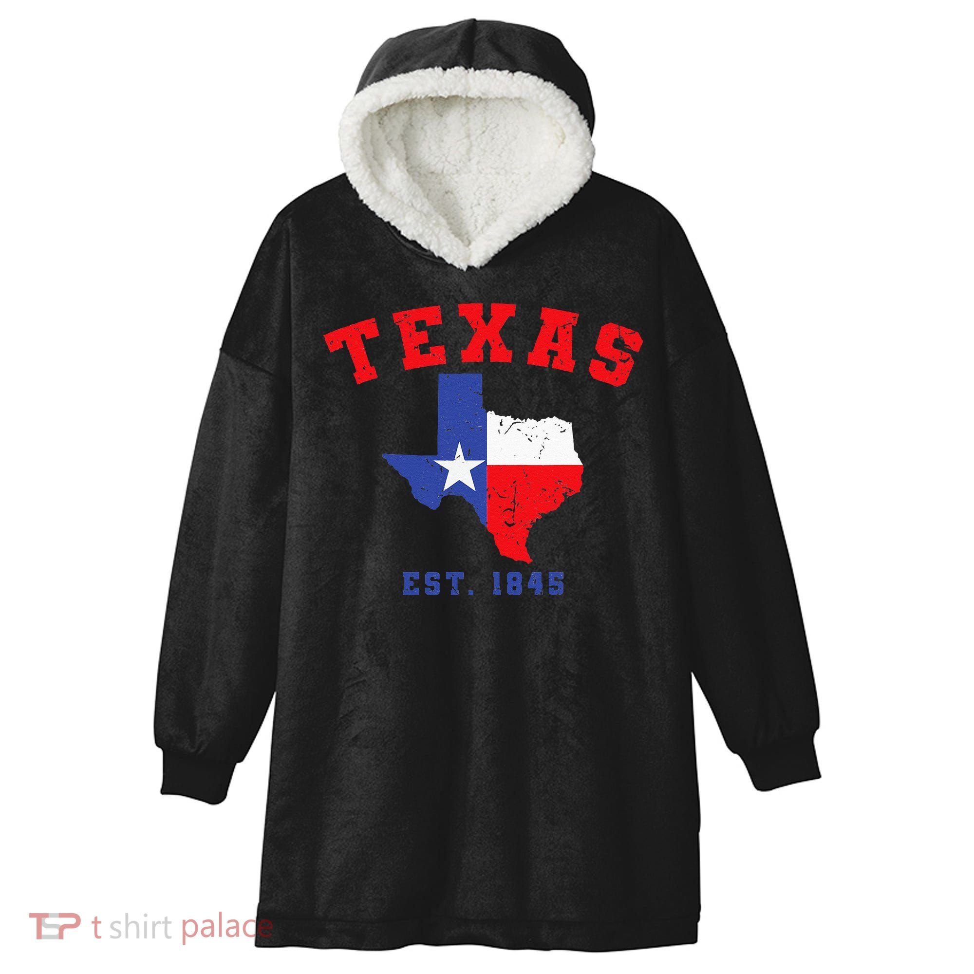 Texas Est 1845 Texas Pride Home State Texan Hooded Wearable Blanket