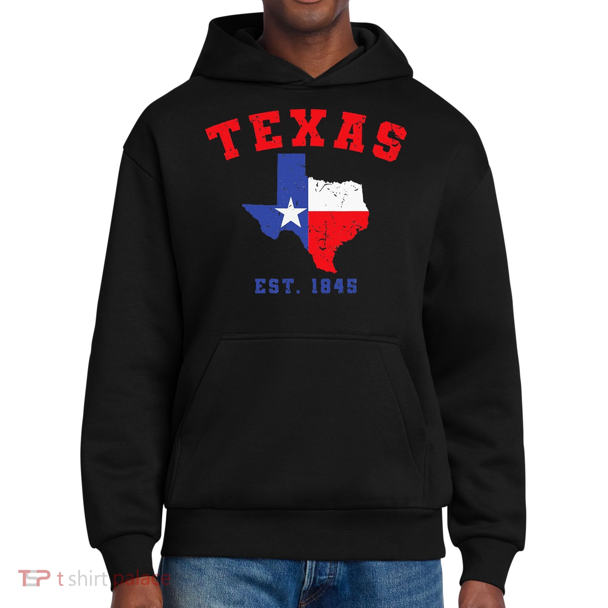 Texas Est 1845 Texas Pride Home State Texan District V.I.T. Heavyweight Hoodie