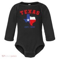 Texas Est 1845 Texas Pride Home State Texan Baby Long Sleeve Bodysuit thumb 0