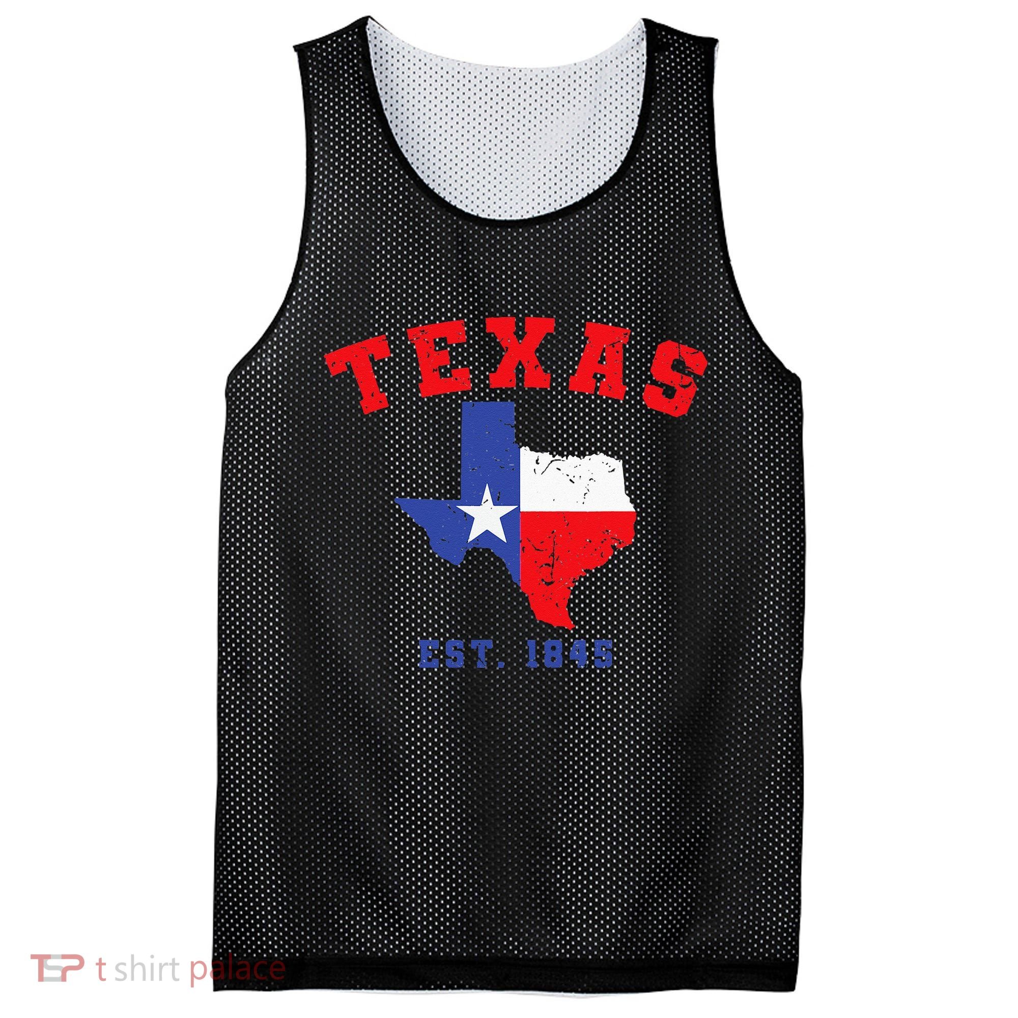 Texas Est 1845 Texas Pride Home State Texan Mesh Reversible Basketball Jersey Tank