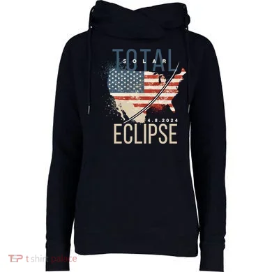 Total Eclipse 2024 Womens Funnel Neck Pullover Hood