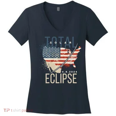 Total Eclipse 2024 Women's V-Neck T-Shirt