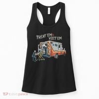 Treat Em And Yeet Em Skeleton Ambulance Funny Women's Tank Top thumb 0