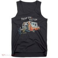 Treat Em And Yeet Em Skeleton Ambulance Funny Tank Top thumb 0