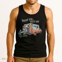 Treat Em And Yeet Em Skeleton Ambulance Funny Tank Top thumb 3