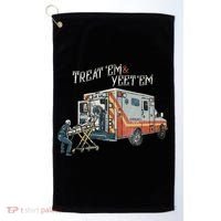 Treat Em And Yeet Em Skeleton Ambulance Funny Golf Towel thumb 0