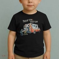 Treat Em And Yeet Em Skeleton Ambulance Funny Toddler T-Shirt thumb 2