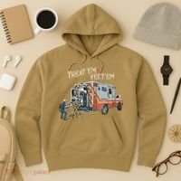 Treat Em And Yeet Em Skeleton Ambulance Funny Hoodie thumb 3