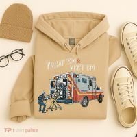 Treat Em And Yeet Em Skeleton Ambulance Funny Hoodie thumb 4