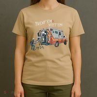 Treat Em And Yeet Em Skeleton Ambulance Funny T-Shirt thumb 4