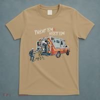 Treat Em And Yeet Em Skeleton Ambulance Funny T-Shirt thumb 5