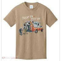 Treat Em And Yeet Em Skeleton Ambulance Funny Kids T-Shirt thumb 0